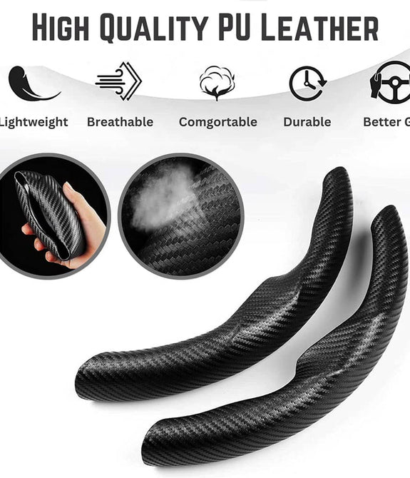 Car Steering Wheel Cover 2 sides (Gloss Black Carbon)