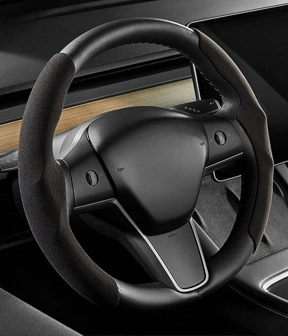 Car Steering Wheel Cover 2 sides - Tesla - Black