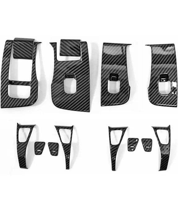 Car Window and Door button Cover (14 pcs a pack) - Tesla - Model 3 year 2021 or later and Model Y - Matte Black Carbon