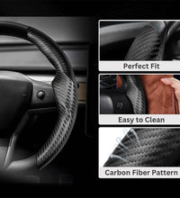 Car Steering Wheel Cover 2 sides (Gloss Black Carbon)