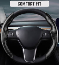Car Steering Wheel Cover 2 sides (Gloss Black Carbon)
